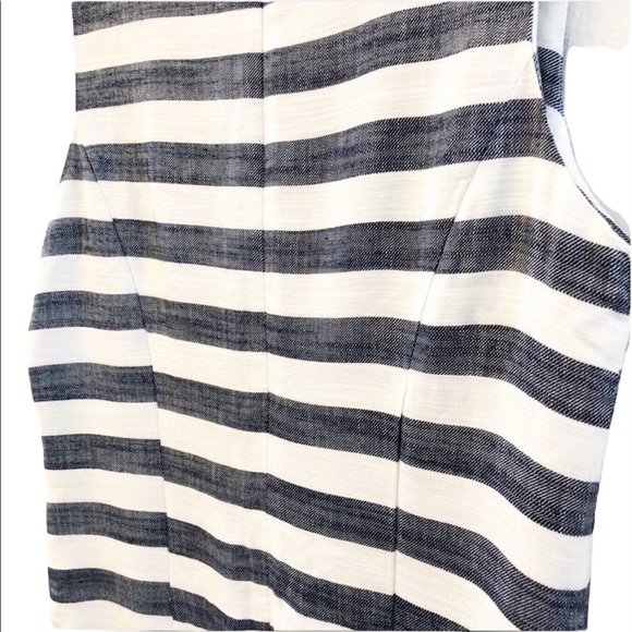 SHARAGANO NWT Sleeveless Striped Zip Dress Size 10 in Navy Blue Stripe - Picture 7 of 9